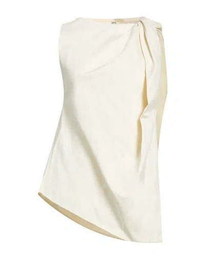 Totême Toteme Woman Top Cream Size 10 Organic Cotton, Linen In White