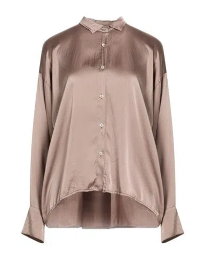 Crossley Woman Shirt Light Brown Size Xl Silk, Elastane In Brown