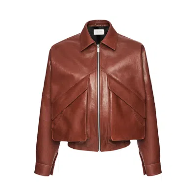 Pre-owned Magda Butrym Leather Jacket 'bordeaux' | Red | Women's Size 34