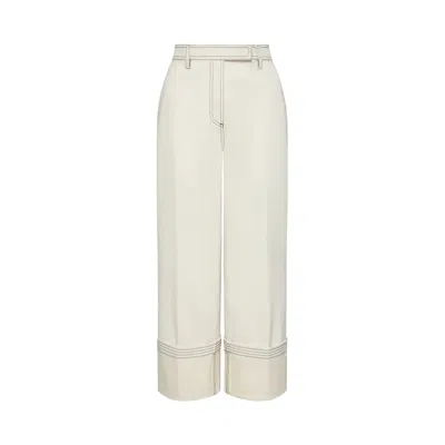 Pre-owned Thom Browne Wide Leg Beltloop Trouser 'white' | Women's Size 42