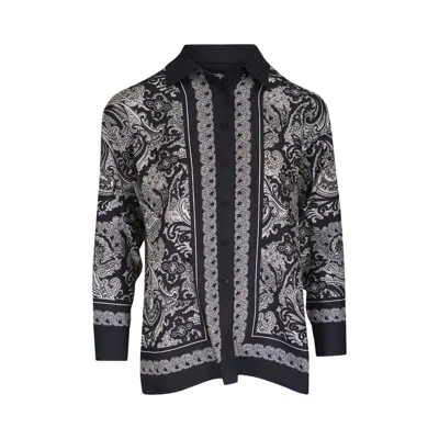 Pre-owned Nili Lotan Alfie Printed Shirt 'black/ivory Paisley' | Women's Size M
