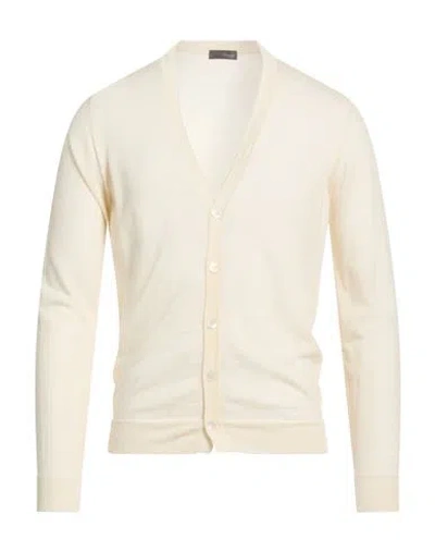 Drumohr Man Cardigan Ivory Size 38 Super 140s Wool In White