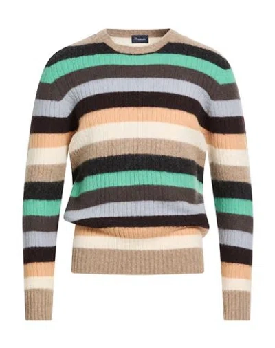 Drumohr Man Sweater Taupe Size 40 Lambswool In Multi