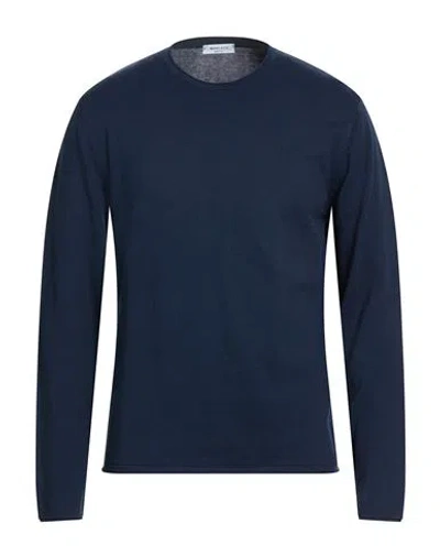 Wool & Co Man Sweater Midnight Blue Size L Cotton In Blue