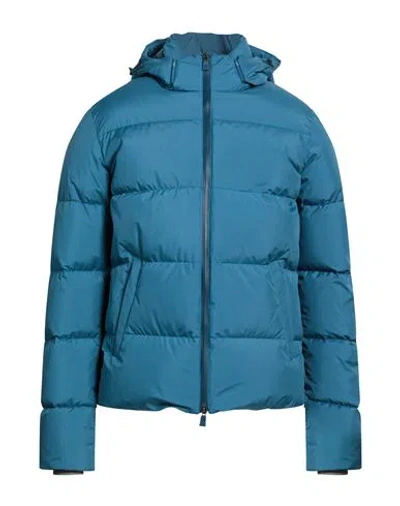 Herno Laminar Man Puffer Deep Teal Size 40 Polyester, Ptfe - Polytetrafluoroethylene, Polyamide, Ela In Green