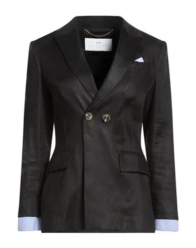 Nenette Woman Blazer Black Size 4 Linen, Viscose, Elastane In Black