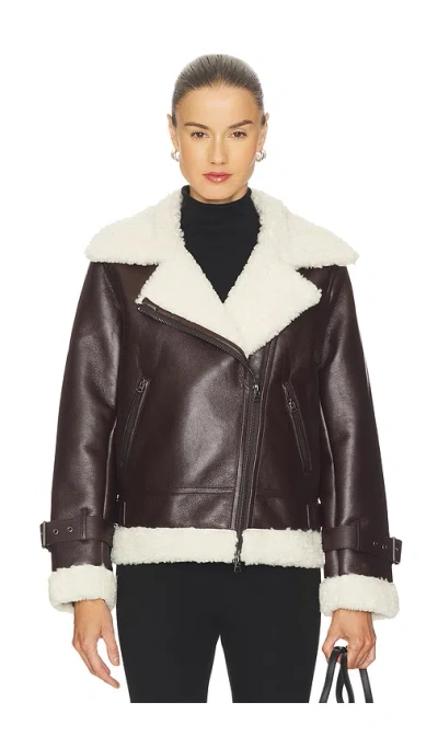 Hudson Vegan Leather Sherpa Jacket In Brown