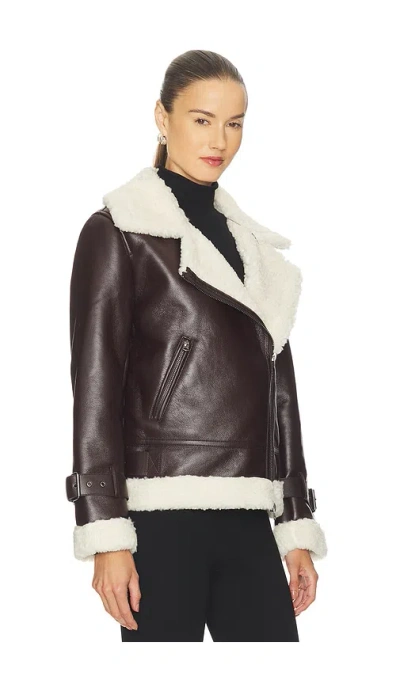 Hudson Vegan Leather Sherpa Jacket In Brown