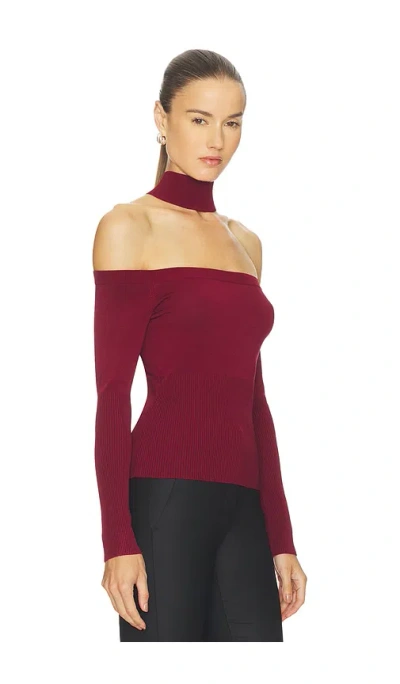 Simkhai Lila Cold Shoulder Top In Red
