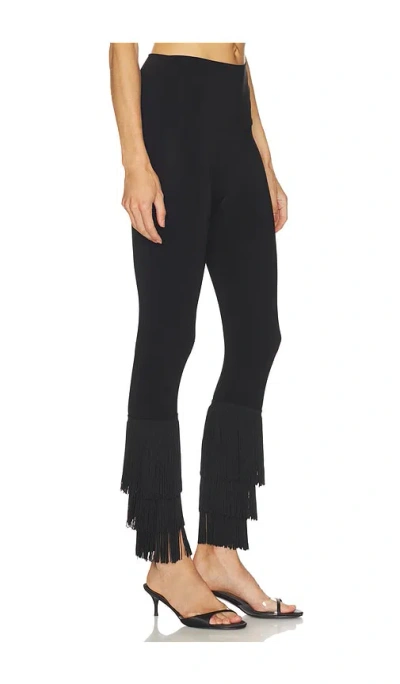 Norma Kamali Fringe Hem Cropped Legging In Black