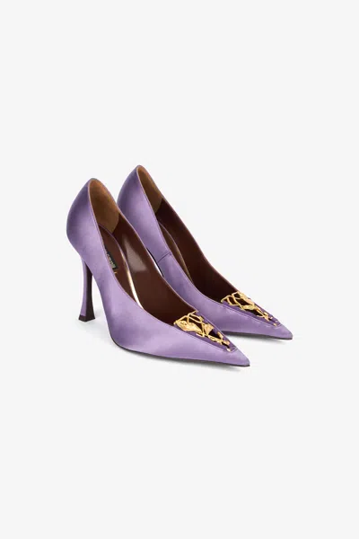 Roberto Cavalli Lilac Pumps With Leaf Insert In Purple