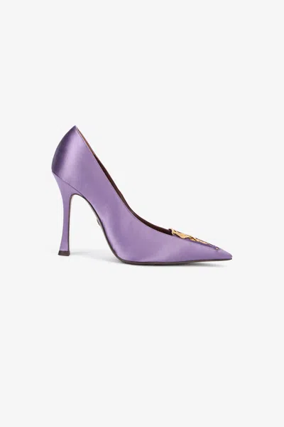 Roberto Cavalli Lilac Pumps With Leaf Insert In Purple