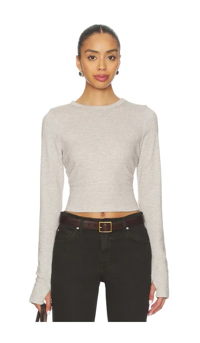Susana Monaco Carryover Fleece Crew Long Sleeve Top In Gray