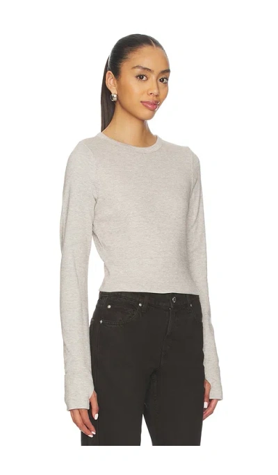 Susana Monaco Carryover Fleece Crew Long Sleeve Top In Gray