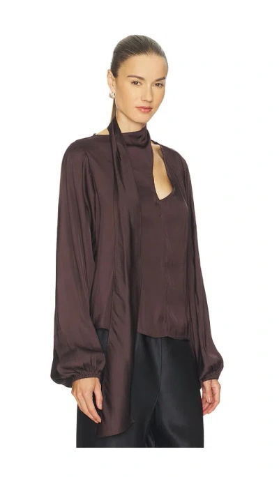 Weworewhat Wrap Neck Tie Top In Brown
