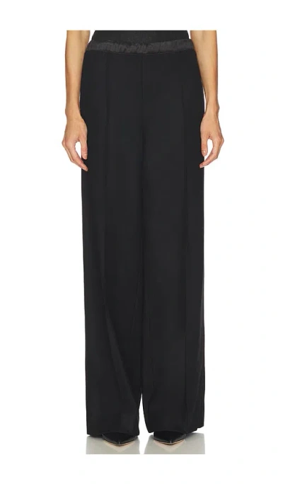 Vince Mid Rise Satin Combo Pull On Pant In Black