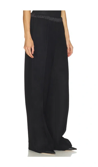 Vince Mid Rise Satin Combo Pull On Pant In Black