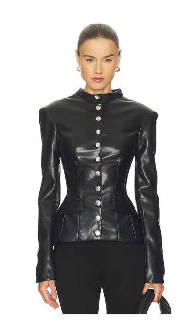 Weworewhat Vegan Leather Military Jacket In Black