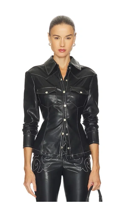 Weworewhat Western Button Up Top In Black