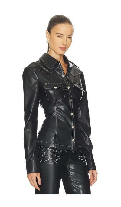 Weworewhat Western Button Up Top In Black