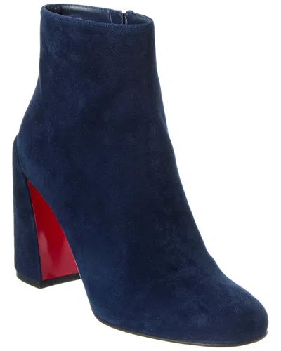 Christian Louboutin Turela 85 Suede Bootie In Blue