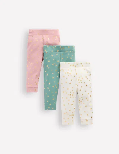 Boden 3 Pack Pointelle Leggings Multi Foil Stars  In Multi