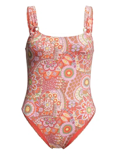 Billabong Paisley-print Swimsuit In Orange