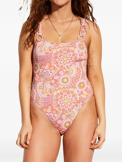 Billabong Paisley-print Swimsuit In Orange