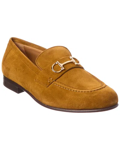 Ferragamo Ottone Suede Loafer In Gold