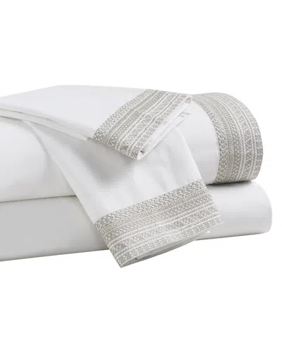 Orchids Lux Home Olivia Cotton Percale 300 Thread Count Sheet Set In White