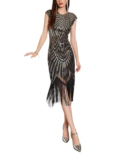 Juliet Roses Midi Dress In Black