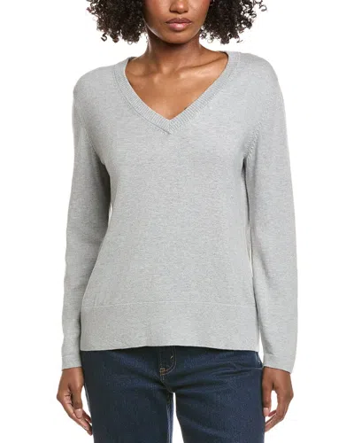 Hannah Rose Basic V-neck Pullover In Gray