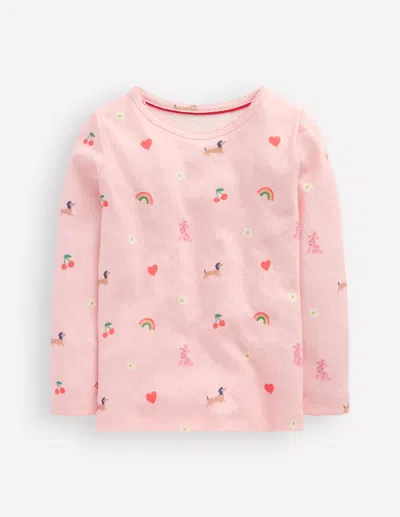 Boden Long Sleeve Pointelle Top Chalk Pink Parisien  In Pink
