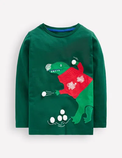 Boden Long Sleeve Novelty 3d T Shirt Botanical Garden Dino  In Green