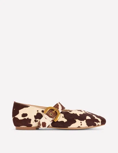 Boden Kylie Flat Buckle Mary Jane Brown/ivory  In Multi