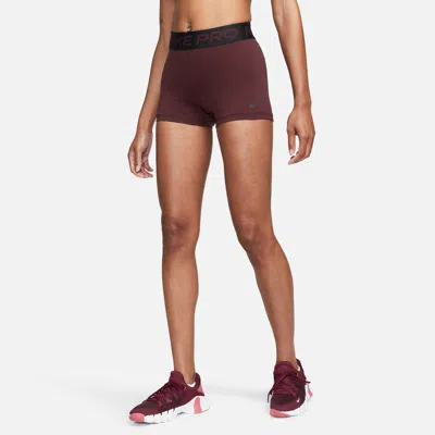 Nike Women's  Pro 3" Shorts In Burgundy