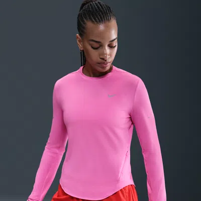 Nike Women's Swift Dri-fit Uv Long-sleeve Crew-neck Running Top In Pink