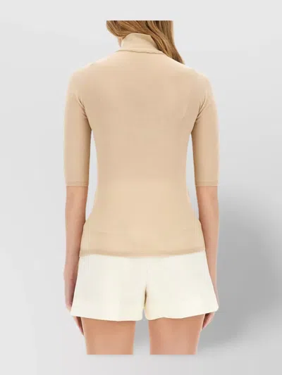 Max Mara Turtleneck Top Elbow-length Sleeves In Neutral