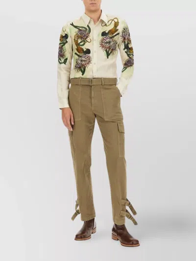 Dries Van Noten Floral Embroidered Slim Fit Long Sleeve Shirt In Multi