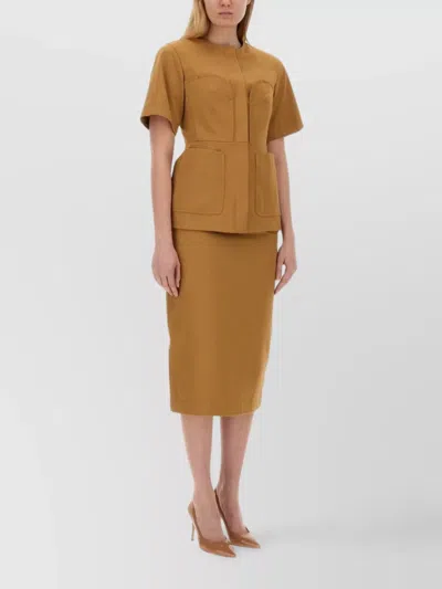 Max Mara High Waist Slim Fit Skirt With Pockets In Yellow