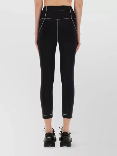 Moncler Logo Leggings Featuring Contrast Stitching In Black