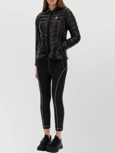 Moncler Logo Leggings Featuring Contrast Stitching In Black