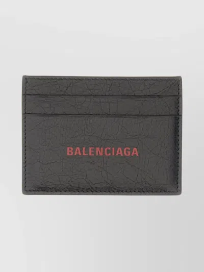 Balenciaga Textured Cash And Card Holder In Black