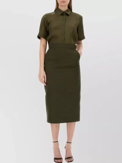 Max Mara Tailored Short Sleeve Collared Shirt In Green