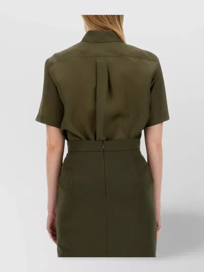 Max Mara Tailored Short Sleeve Collared Shirt In Green