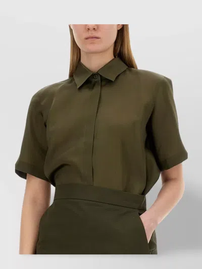 Max Mara Tailored Short Sleeve Collared Shirt In Green