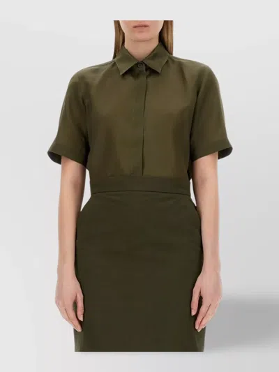 Max Mara Tailored Short Sleeve Collared Shirt In Green