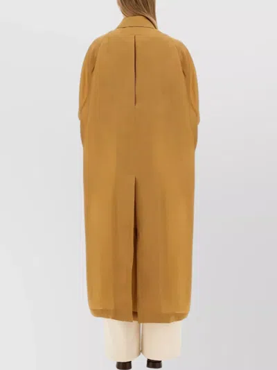 Max Mara Long Double Breasted Coat With Belted Cuffs In Brown