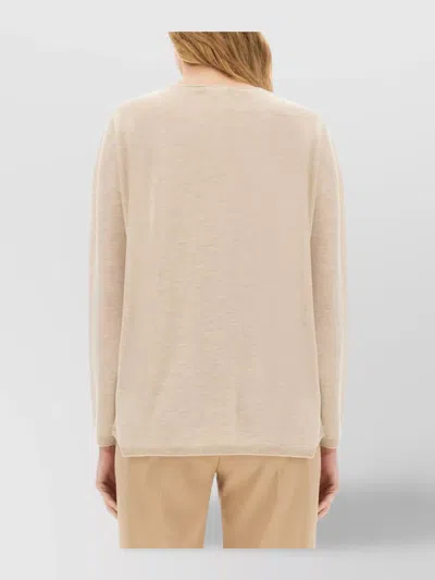 Max Mara Oversized Knitwear With V-neck And Long Sleeves In Neutral