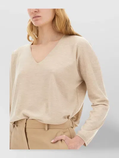 Max Mara Oversized Knitwear With V-neck And Long Sleeves In Neutral